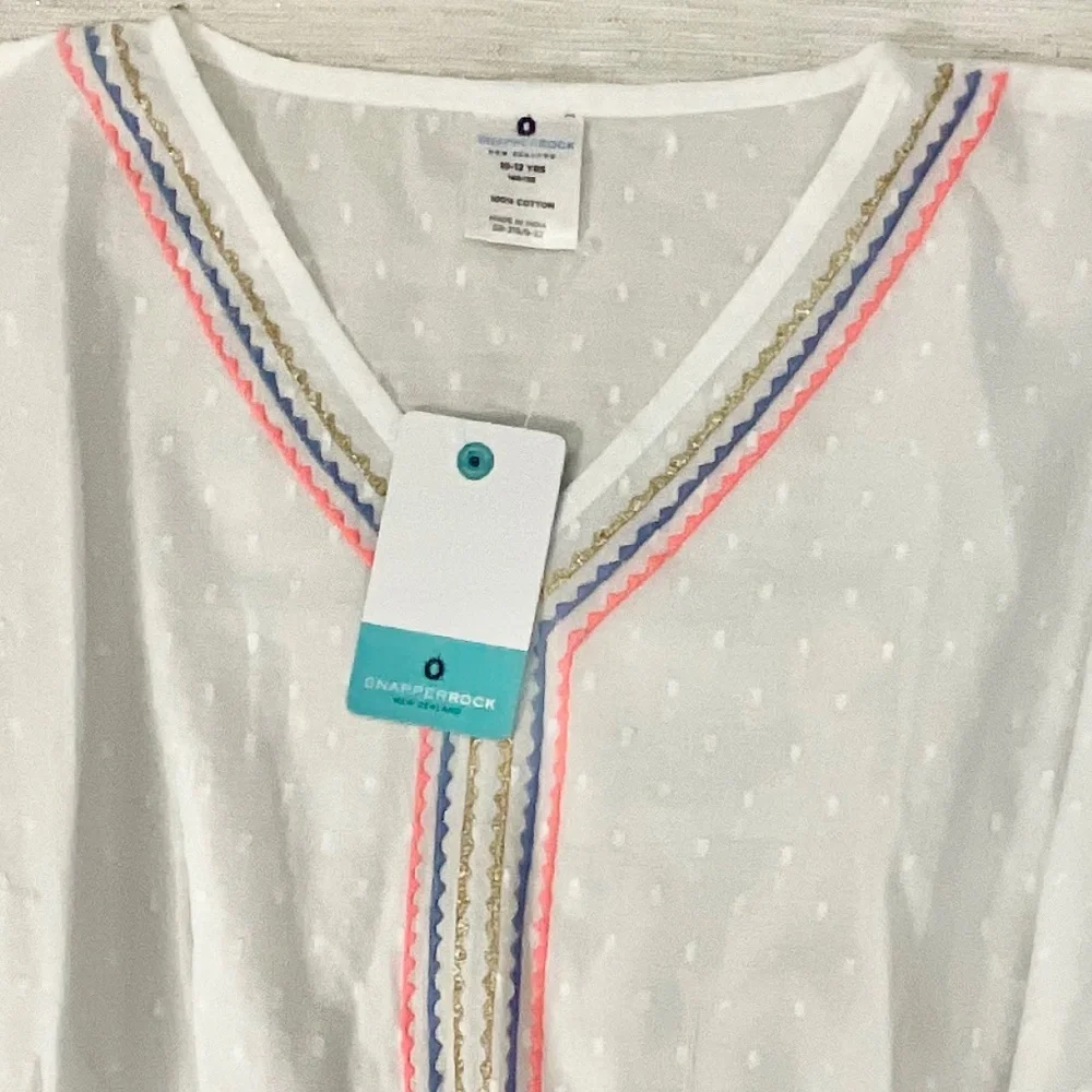 NWT Snapper Rock White Sherbet Tassel Kaftan Cover up Dress Size 10-12